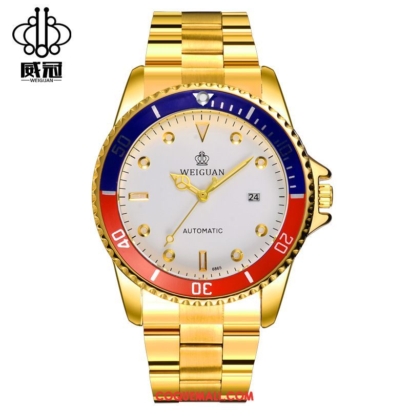 Montre Homme Entreprise Creux Automatique, Montre Loisir Montre À Bracelet Gold