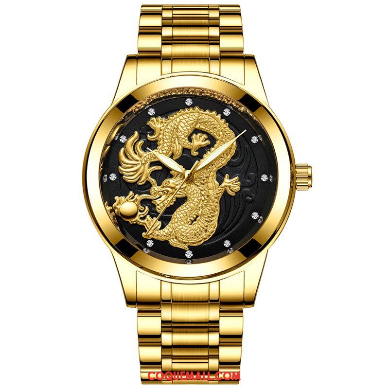 Montre Homme Entreprise Montre À Quartz Personnes Âgées, Montre Pierres De Strass Étudiant Gold