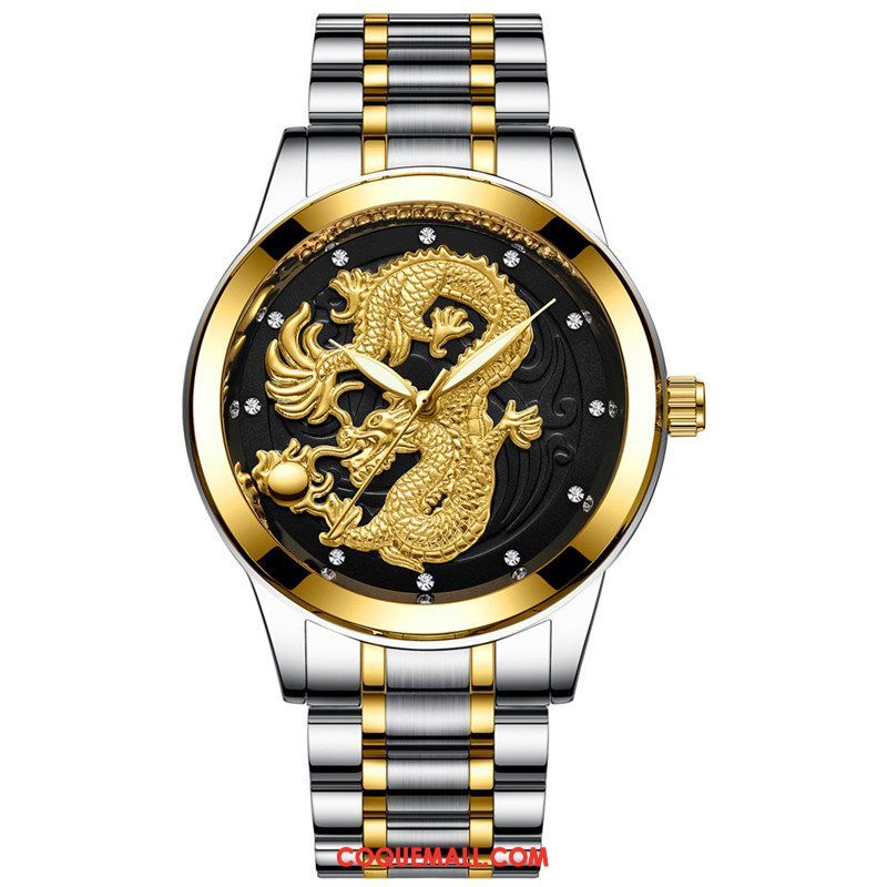 Montre Homme Entreprise Montre À Quartz Personnes Âgées, Montre Pierres De Strass Étudiant Gold