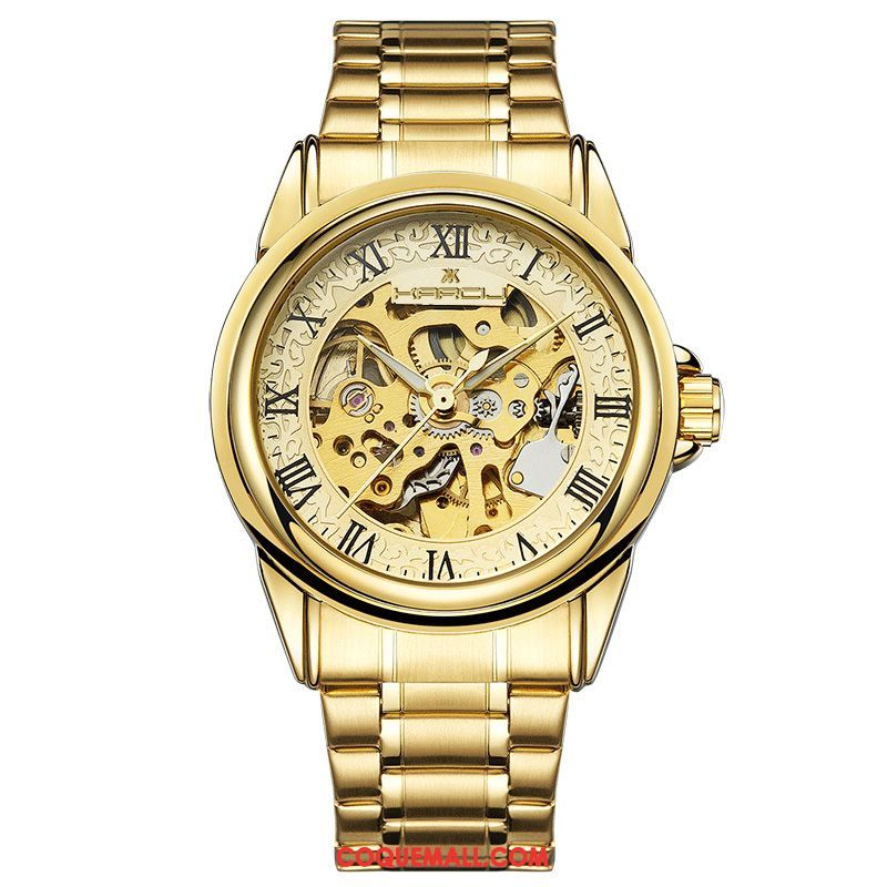 Montre Homme Femme Automatique Authentique, Montre Mode Creux Gold