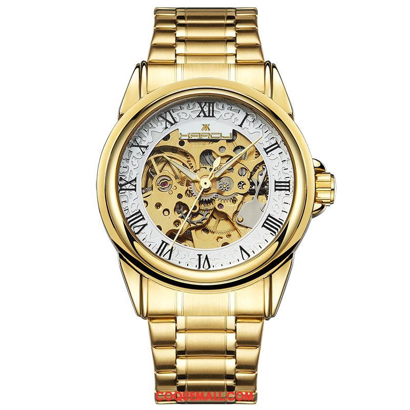 Montre Homme Femme Automatique Authentique, Montre Mode Creux Gold