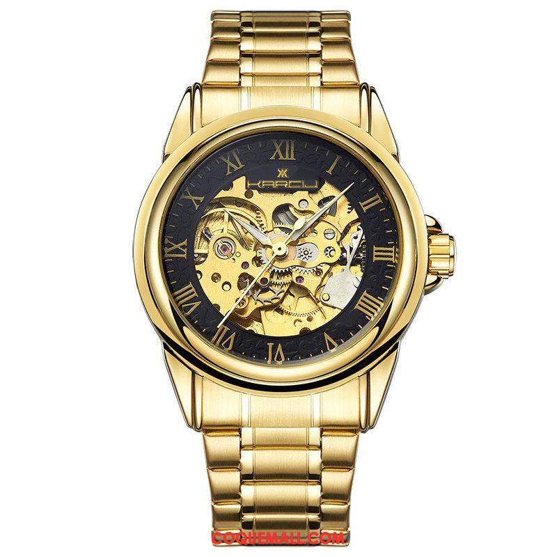 Montre Homme Femme Automatique Authentique, Montre Mode Creux Gold