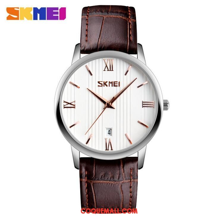 Montre Homme Femme Loisir Amoureux, Montre Ceinture Marron Gold