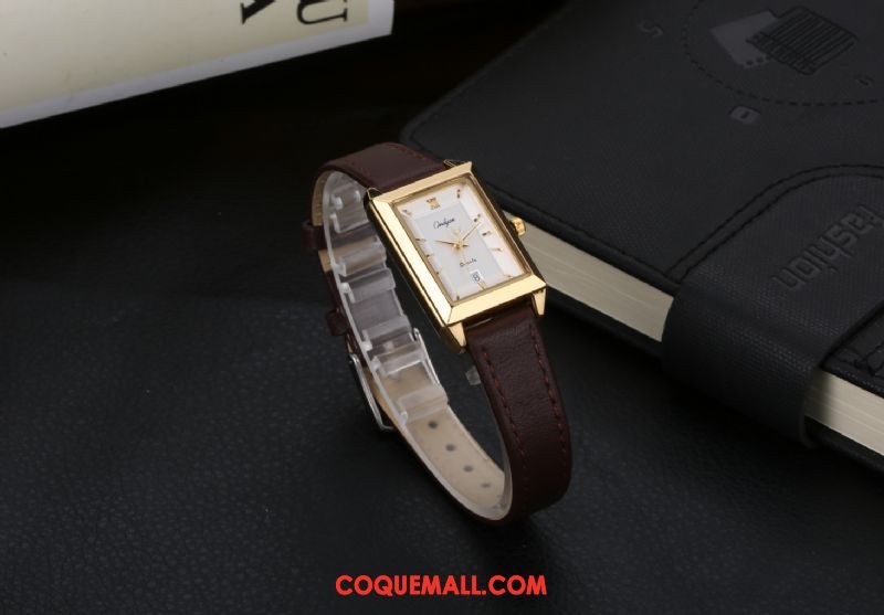 Montre Homme Femme Étanche Section Mince, Montre Montre À Quartz Ceinture Braun Gold