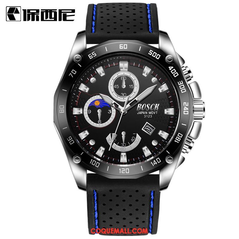 Montre Homme Loisir Calendrier Multifonctions, Montre Montre À Bracelet Silicone