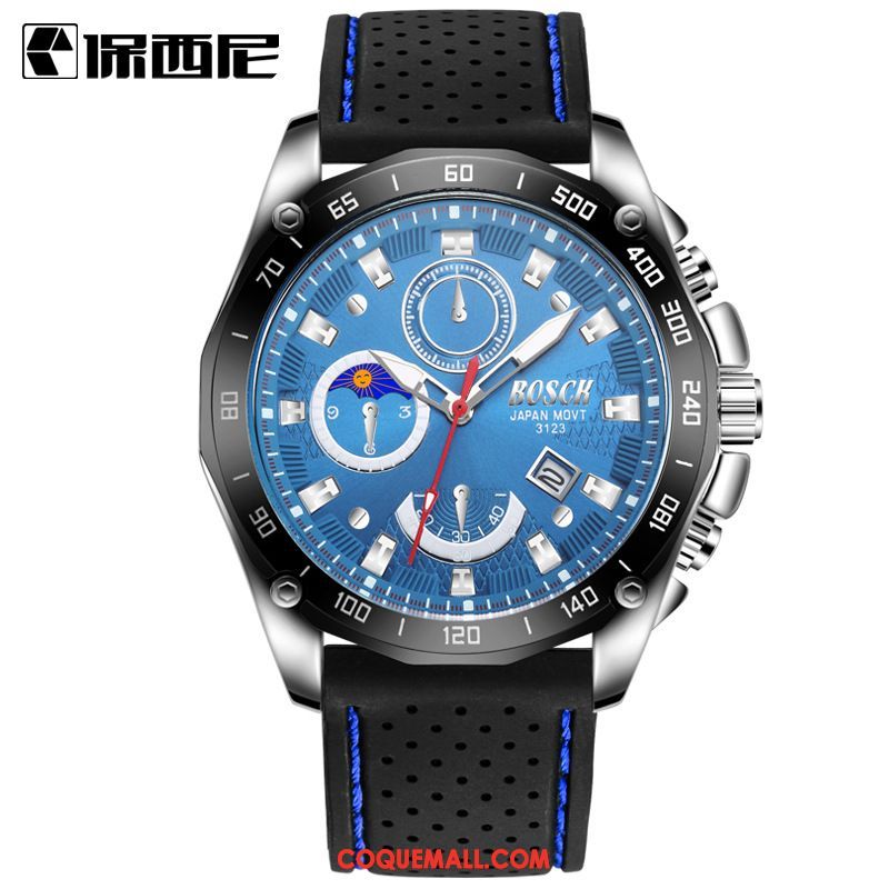 Montre Homme Loisir Calendrier Multifonctions, Montre Montre À Bracelet Silicone