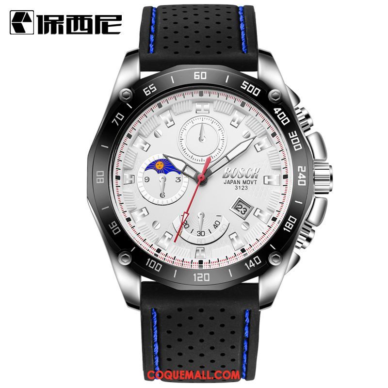 Montre Homme Loisir Calendrier Multifonctions, Montre Montre À Bracelet Silicone