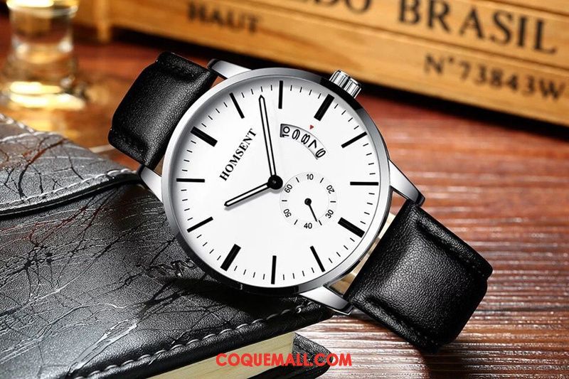 Montre Homme Loisir Montre À Bracelet Blanc, Montre Mode Étudiant