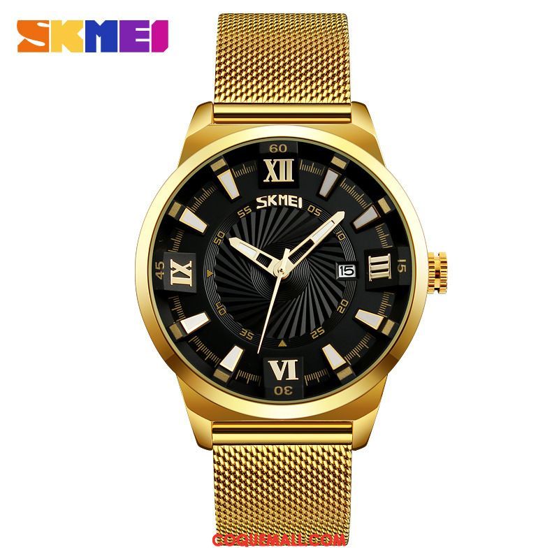 Montre Homme Mode Étanche Authentique, Montre Montre À Bracelet Montre À Quartz Gold