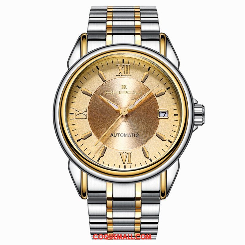 Montre Homme Mode Étanche Lumineux, Montre Entreprise Calendrier Gold