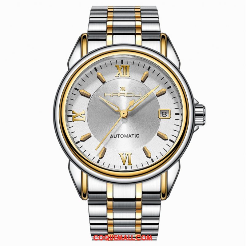 Montre Homme Mode Étanche Lumineux, Montre Entreprise Calendrier Gold