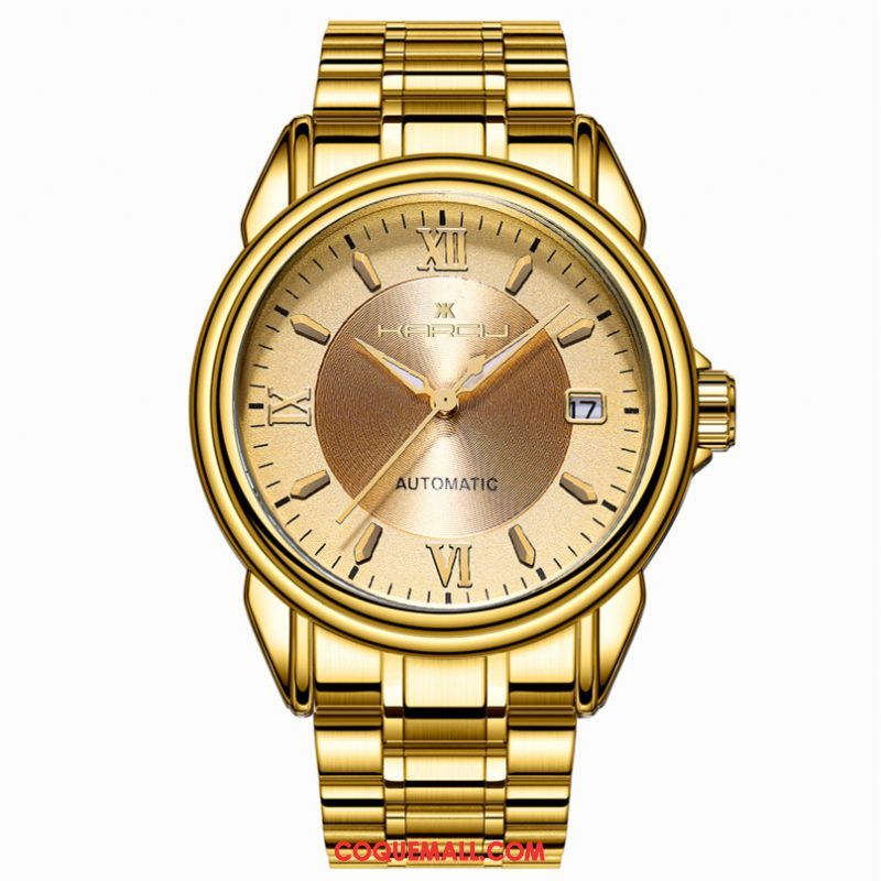 Montre Homme Mode Étanche Lumineux, Montre Entreprise Calendrier Gold