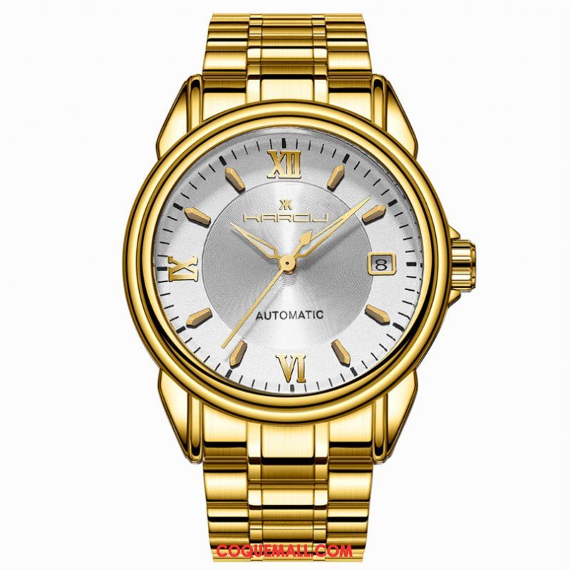 Montre Homme Mode Étanche Lumineux, Montre Entreprise Calendrier Gold