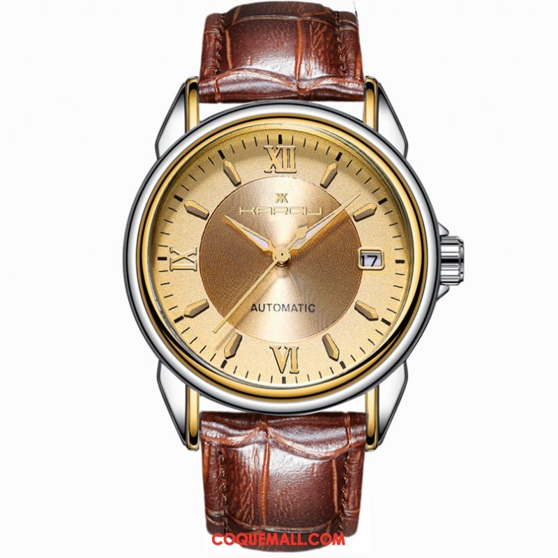 Montre Homme Mode Étanche Lumineux, Montre Entreprise Calendrier Gold