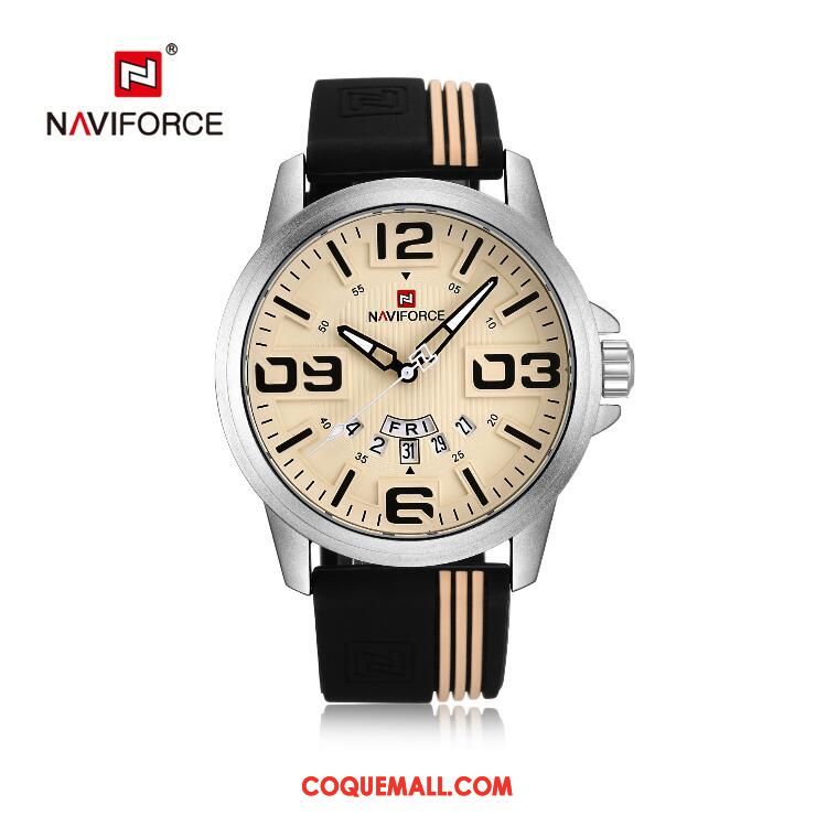 Montre Homme Mode Étanche Noir, Montre Tendance Montre À Quartz Orange