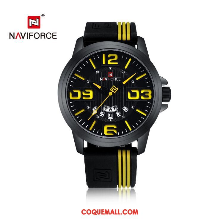 Montre Homme Mode Étanche Noir, Montre Tendance Montre À Quartz Orange