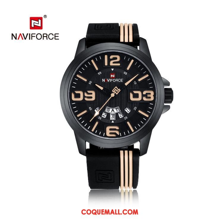 Montre Homme Mode Étanche Noir, Montre Tendance Montre À Quartz Orange