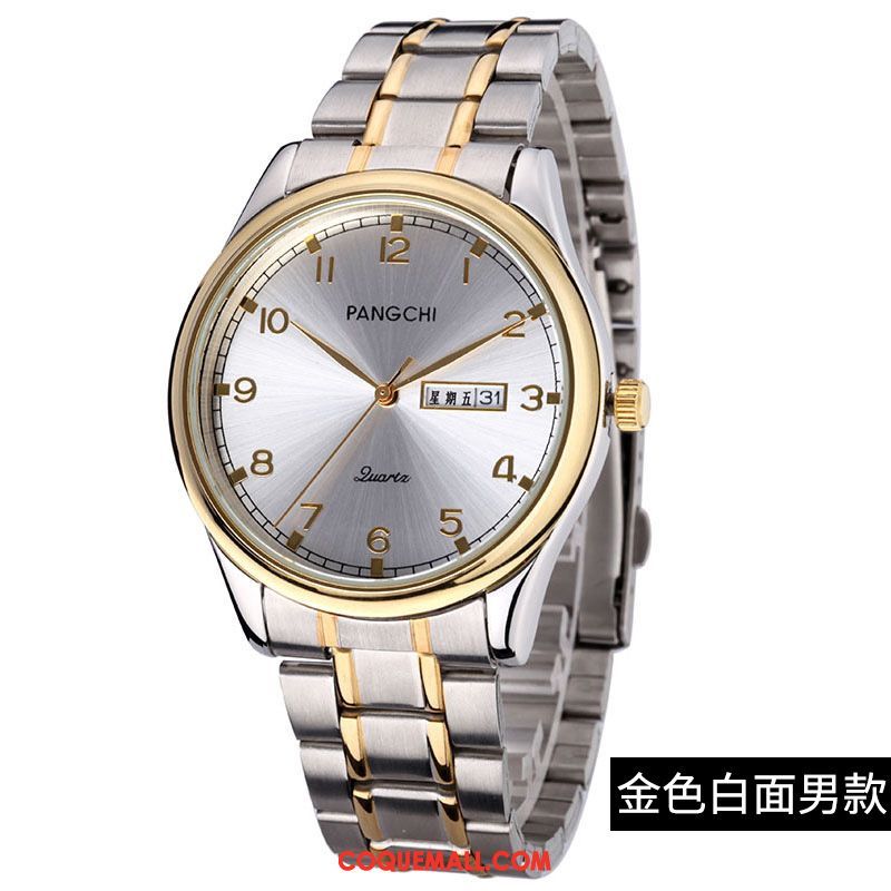 Montre Homme Montre À Bracelet Femme Calendrier, Montre Milieu Très Mince Gold