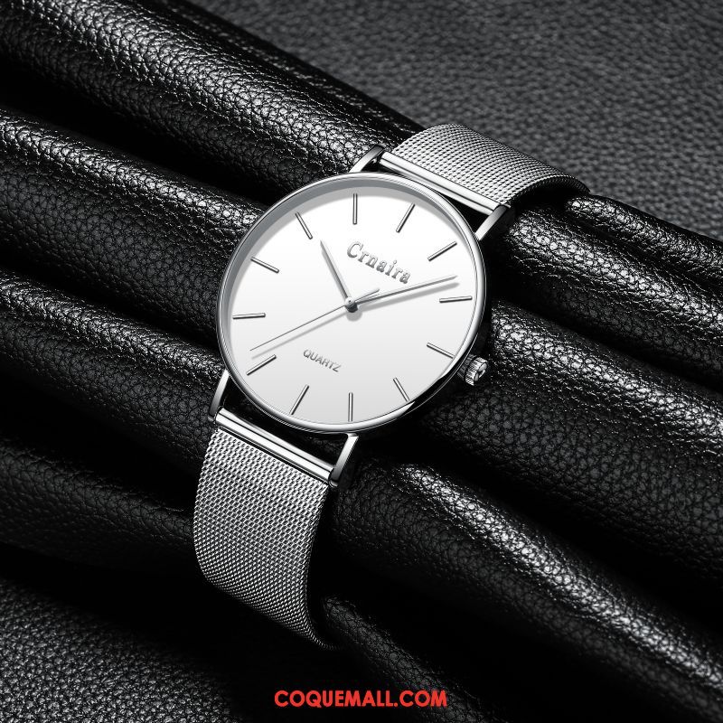 Montre Homme Personnalité Montre À Quartz Tendance, Montre Loisir Blanc