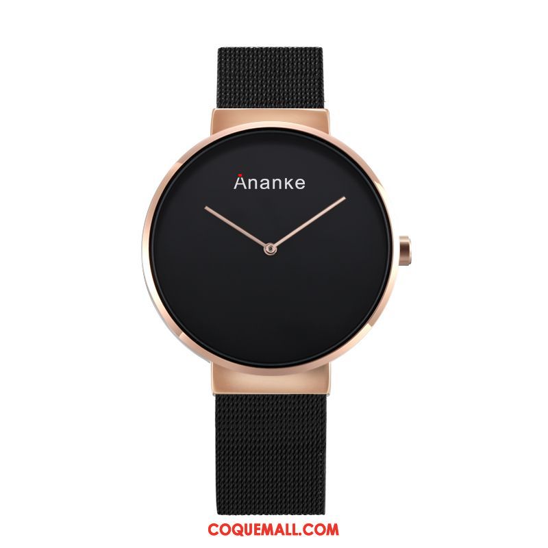 Montre Homme Simple Tendance Montre À Quartz, Montre Étudiant Noir