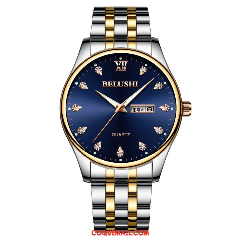 Montre Homme Tendance Mode Montre À Quartz, Montre Authentique Très Mince Blau Gold