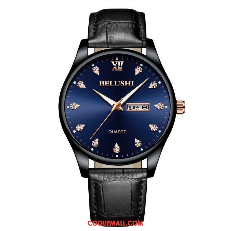 Montre Homme Tendance Mode Montre À Quartz, Montre Authentique Très Mince Blau Gold