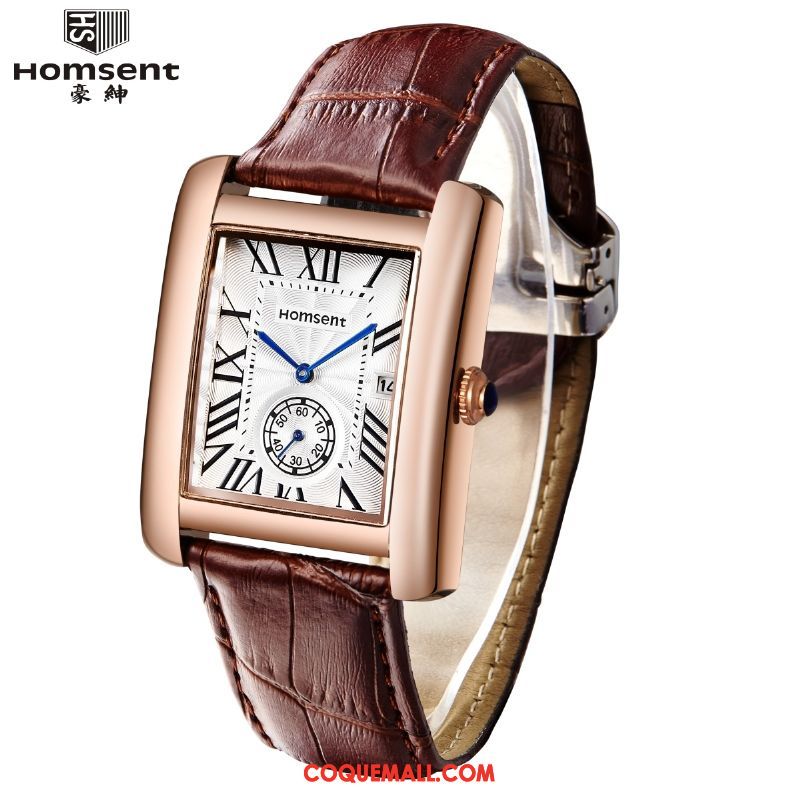 Montre Homme Tendance Montre À Bracelet Étudiant, Montre Noir Carré