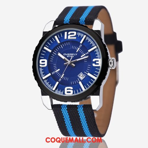 Montre Homme Vert Sport Simple, Montre Bleu Blanc Blau