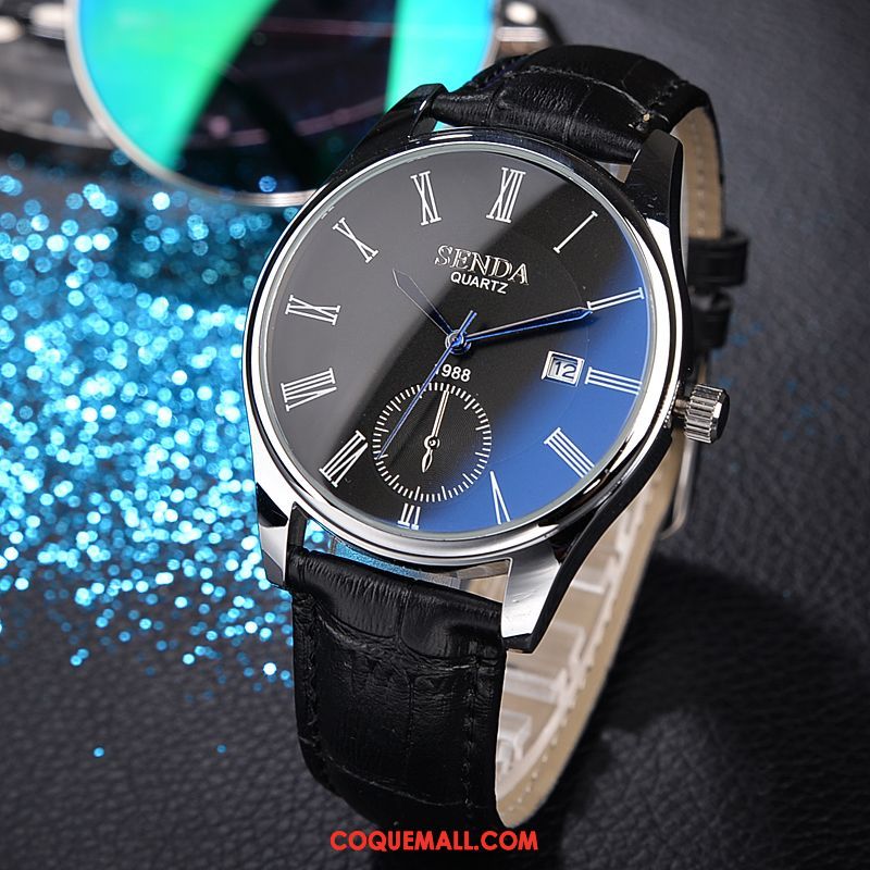 Montre Homme Étanche Montre À Bracelet Simple, Montre Lumineux Loisir Blau Braun