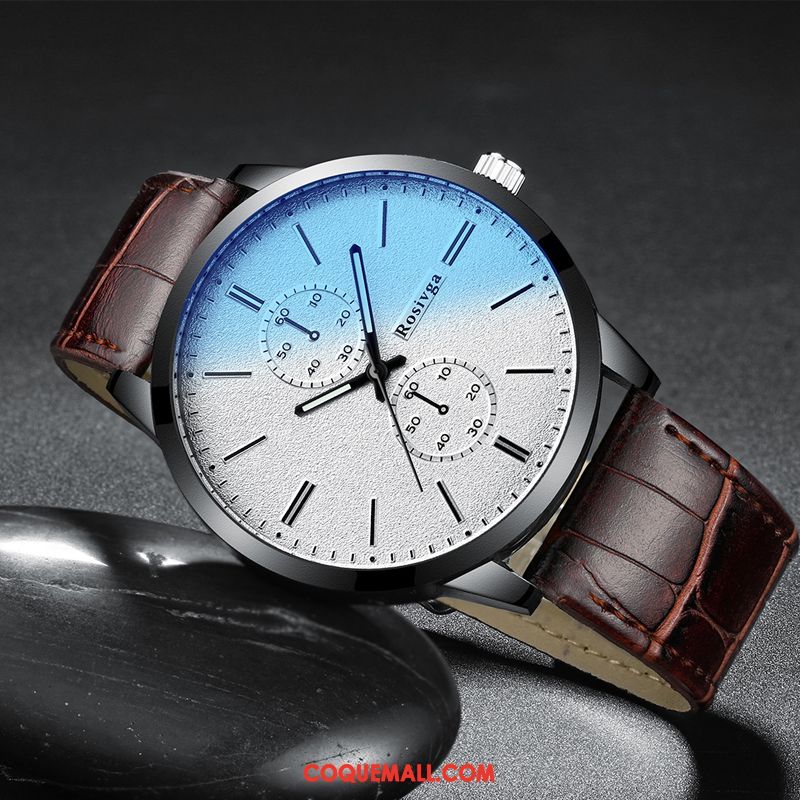 Montre Homme Étanche Montre À Bracelet Simple, Montre Lumineux Loisir Blau Braun