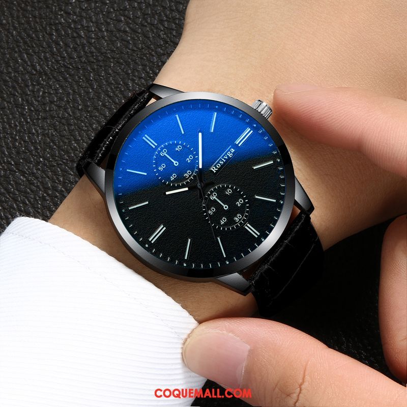 Montre Homme Étanche Montre À Bracelet Simple, Montre Lumineux Loisir Blau Braun