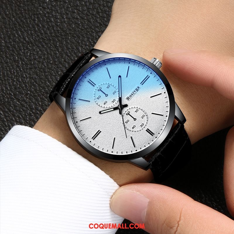 Montre Homme Étanche Montre À Bracelet Simple, Montre Lumineux Loisir Blau Braun