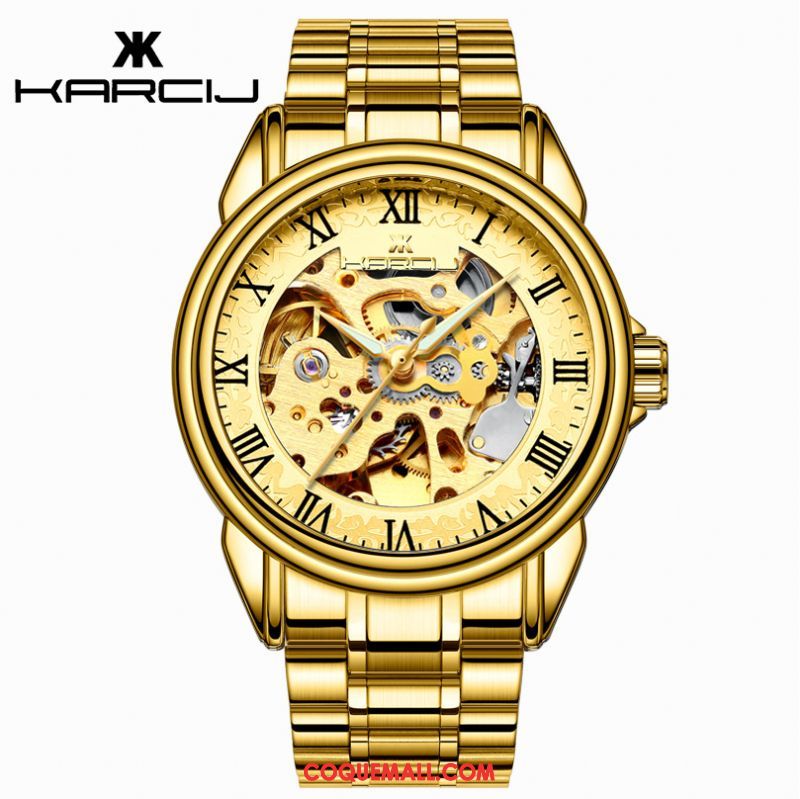 Montre Homme Étanche Étudiant Creux, Montre Lumineux Montre À Bracelet Gold