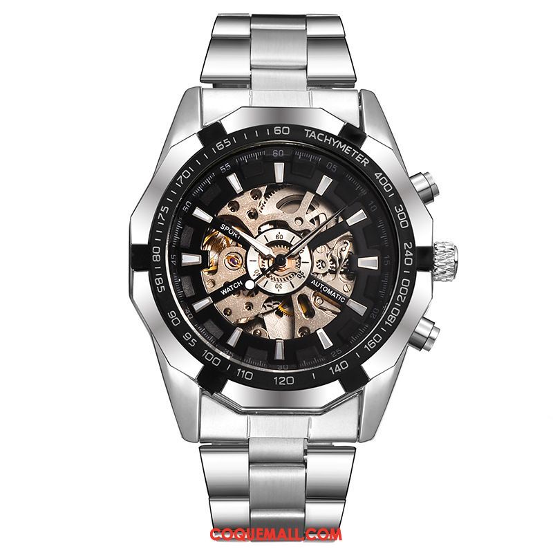 Montre Homme Étudiant Automatique Blanc, Montre Tendance Montre À Bracelet