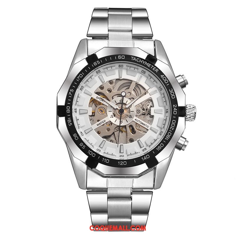 Montre Homme Étudiant Automatique Blanc, Montre Tendance Montre À Bracelet