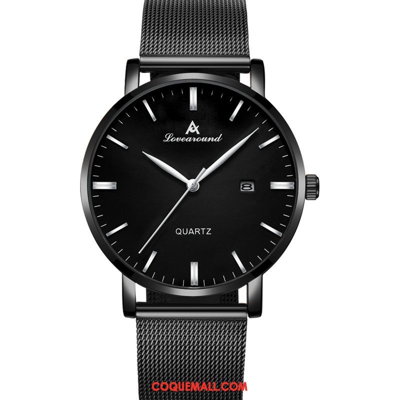 Montre Homme Étudiant Le Nouveau Montre À Bracelet, Montre Noir Très Mince