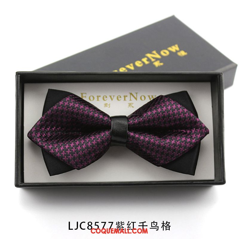 Nœud Papillon Homme Marier Vin Rouge Violet, Nœud Papillon Plaid Mode