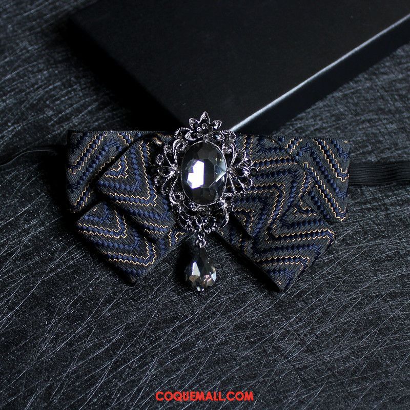 Nœud Papillon Homme Présidé Le Marié Pierres De Strass, Nœud Papillon Couche Double Bleu