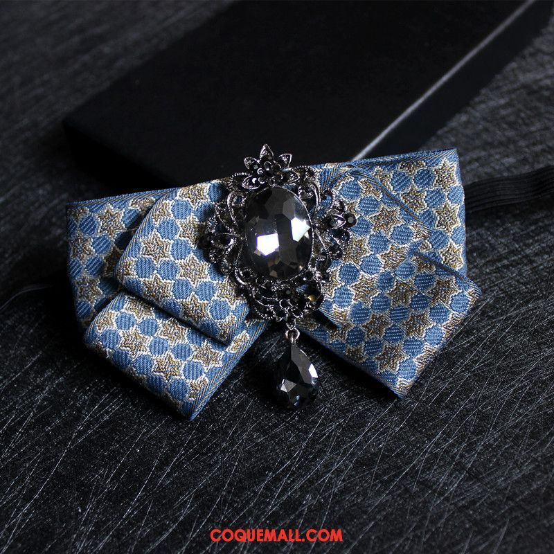 Nœud Papillon Homme Présidé Le Marié Pierres De Strass, Nœud Papillon Couche Double Bleu