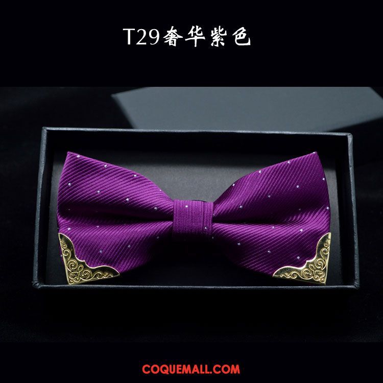 Nœud Papillon Homme Présidé Violet Noir, Nœud Papillon Rouge Arc