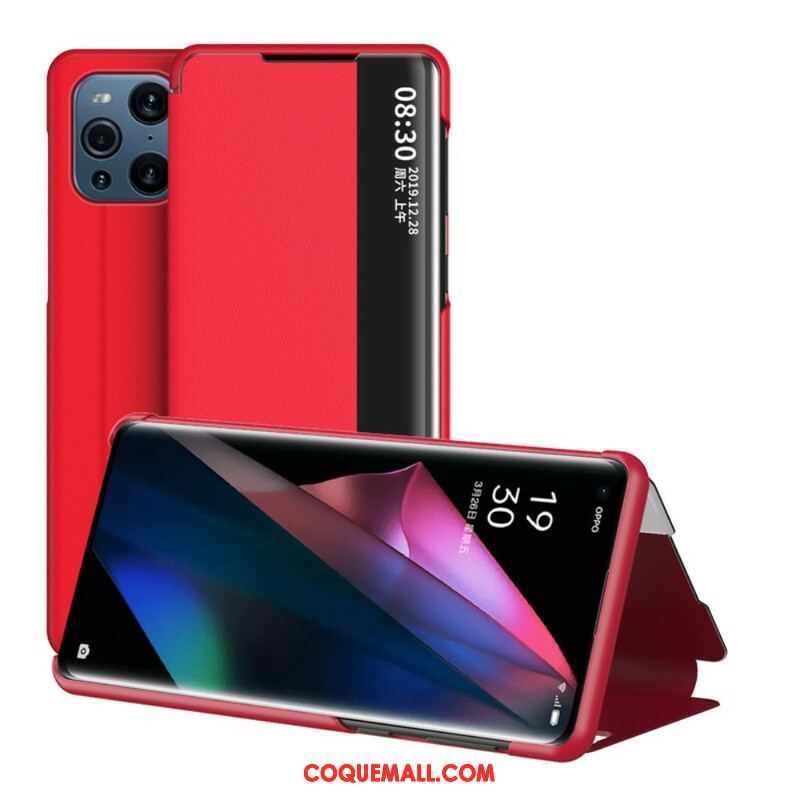 View Cover Oppo Find X3 / X3 Pro Simili Cuir Texturé