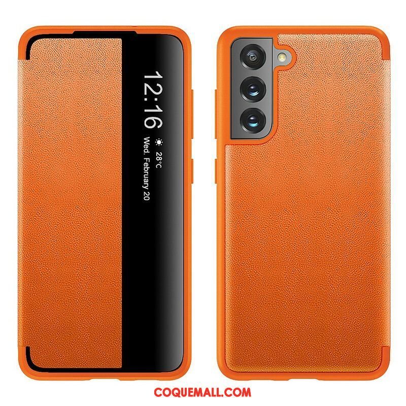 View Cover Samsung Galaxy S21 FE Simili Cuir Texturé