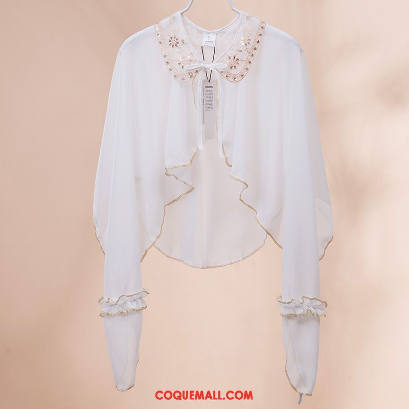 Vêtement Anti Uv Femme Bleu Manteau Ombre, Vêtement Anti Uv Mousseline De Soie All-match Gold