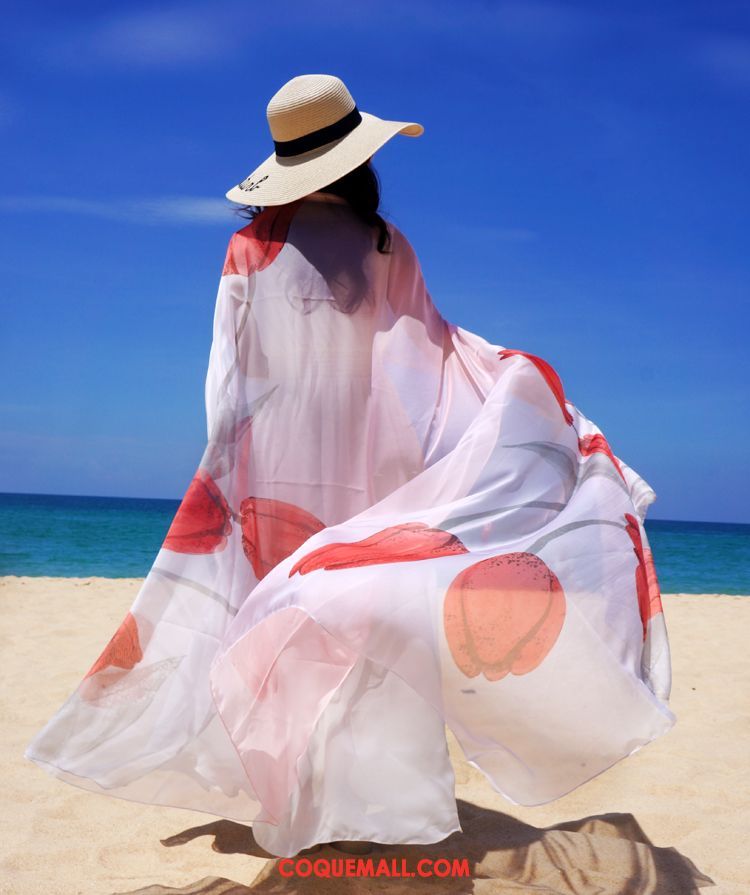 Écharpe Femme Mousseline De Soie Plage Multifonctions, Écharpe Vacances Châle