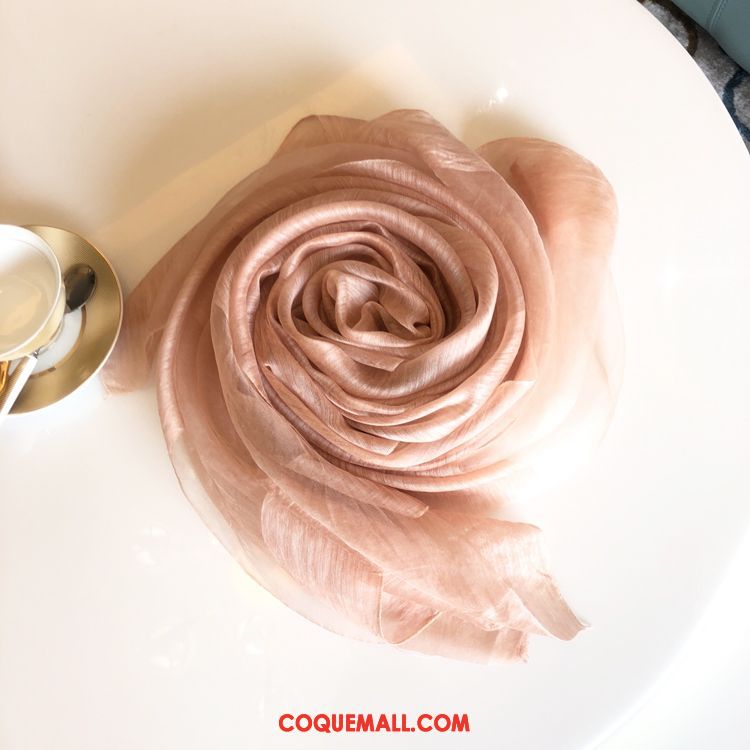 Écharpe Femme Soie Châle La Laine, Écharpe Rose Pure Couleur