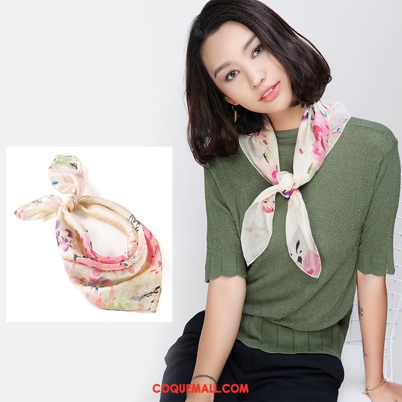 Écharpe Femme Été Foulard Soie Mulberry, Écharpe Crème Solaire Soie