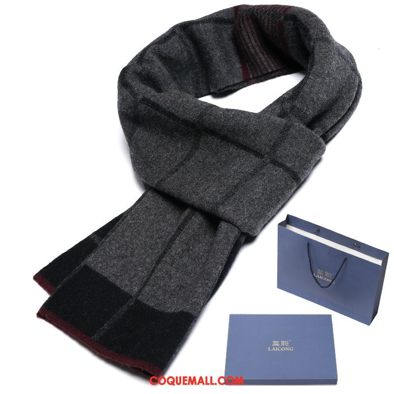 Écharpe Homme Hiver Simple All-match, Écharpe Treillis Jeune