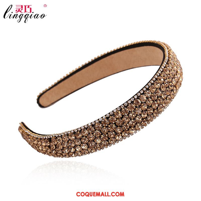 Épingle À Cheveux Femme Pierres De Strass Bandes Cheveux Ornements De Cheveux, Épingle À Cheveux Couleur Côté Large Gold