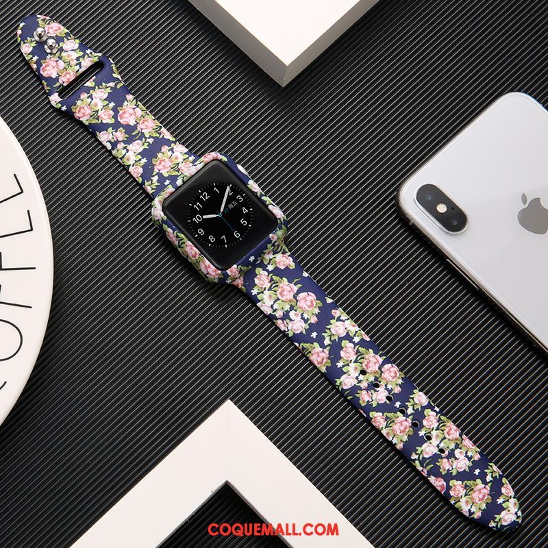 Étui Apple Watch Series 1 Noir Silicone Imprimé, Coque Apple Watch Series 1 Protection Marque De Tendance