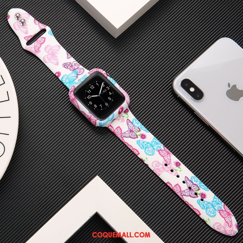 Étui Apple Watch Series 1 Noir Silicone Imprimé, Coque Apple Watch Series 1 Protection Marque De Tendance